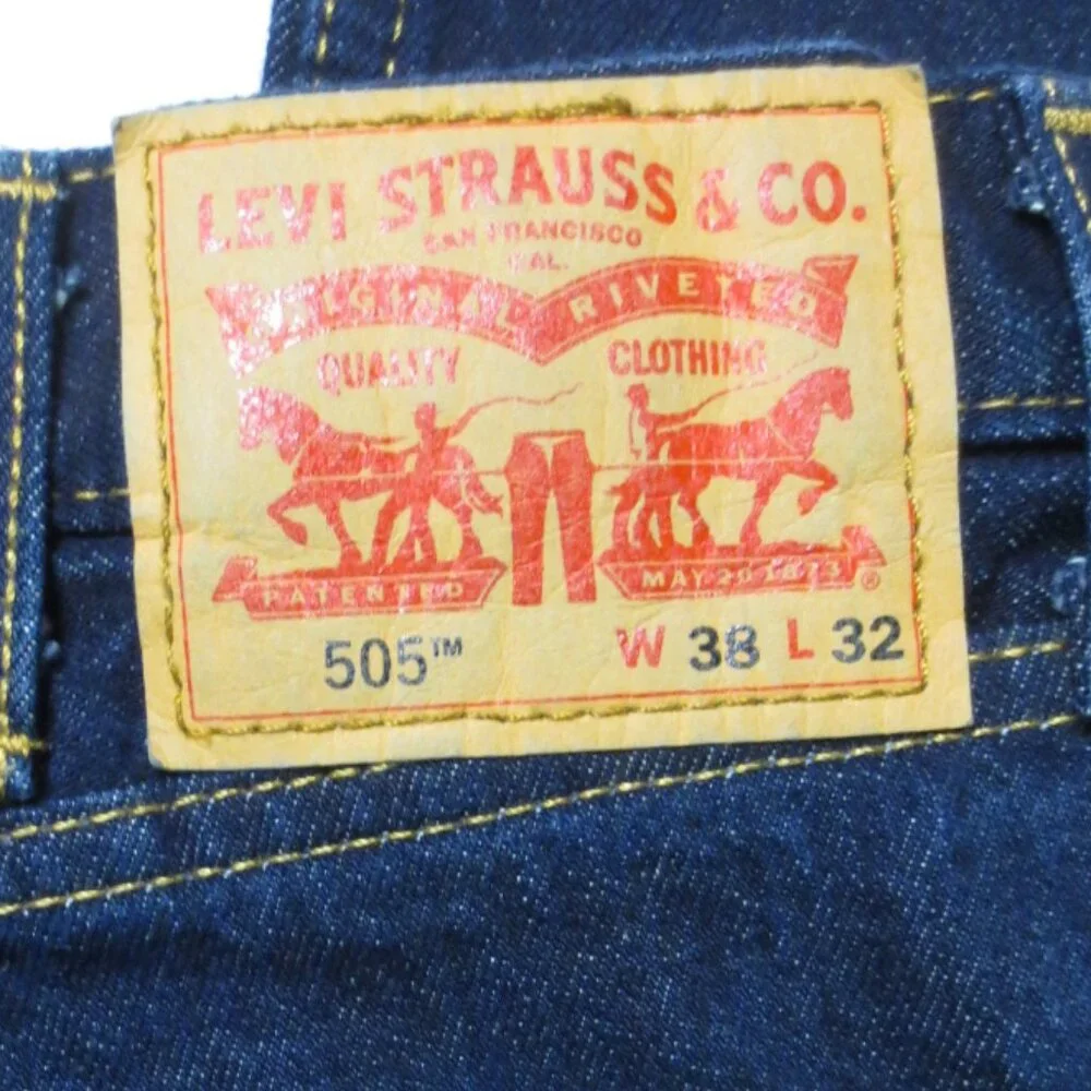 LEVI’S mens PANTS denim DARK BLUE jeans 505 regular fit DARK WASH size 38x30